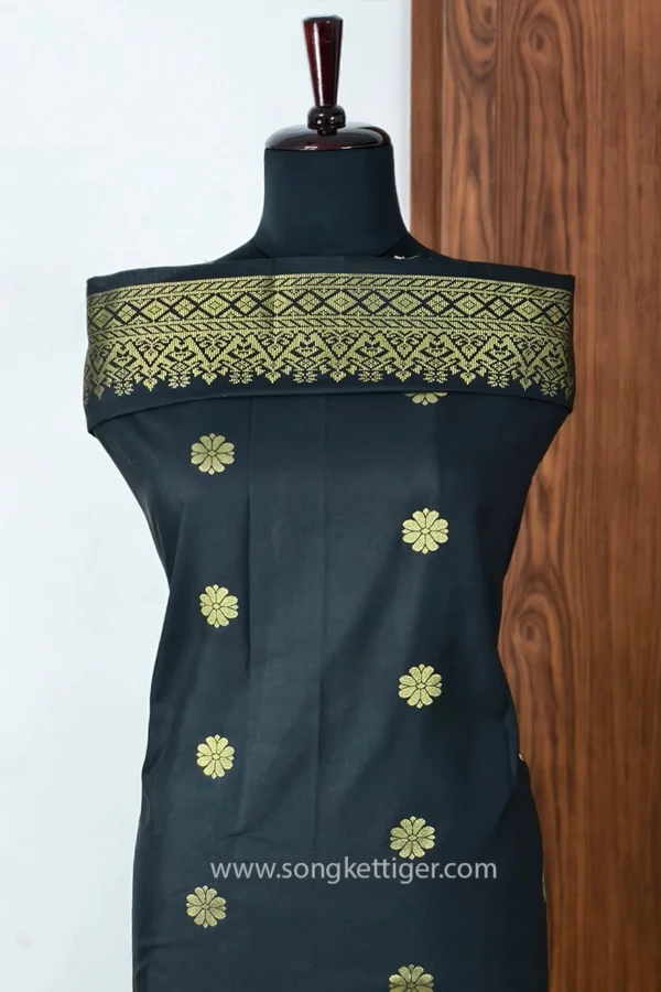 Songket Tenunan Bunga Tabur Black Gold