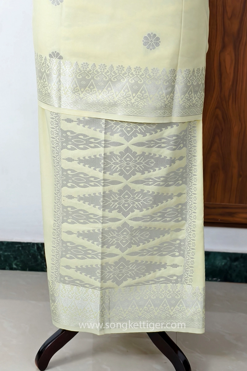 Songket Tenunan - Bunga Tabur - #01005 - Baby Yellow x Silver - Image 3