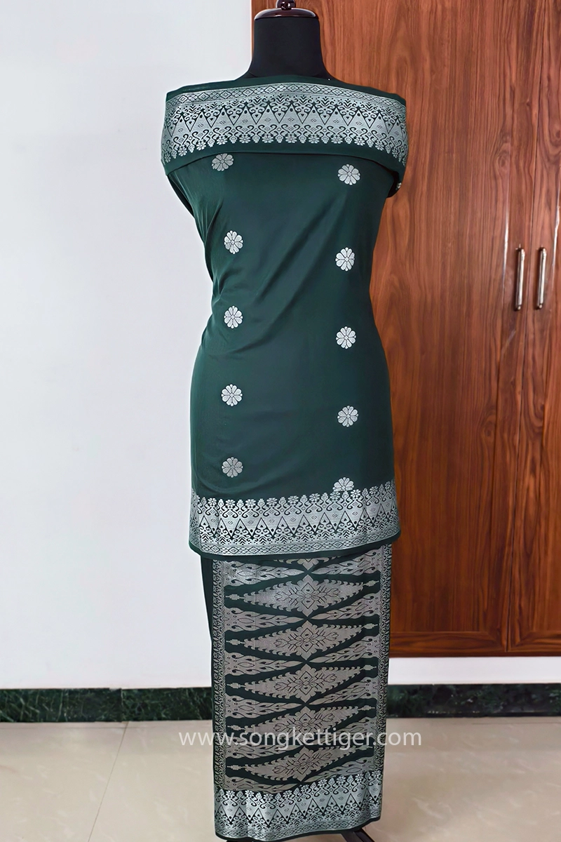 Songket Tenunan Bunga Tabur Emerald Green