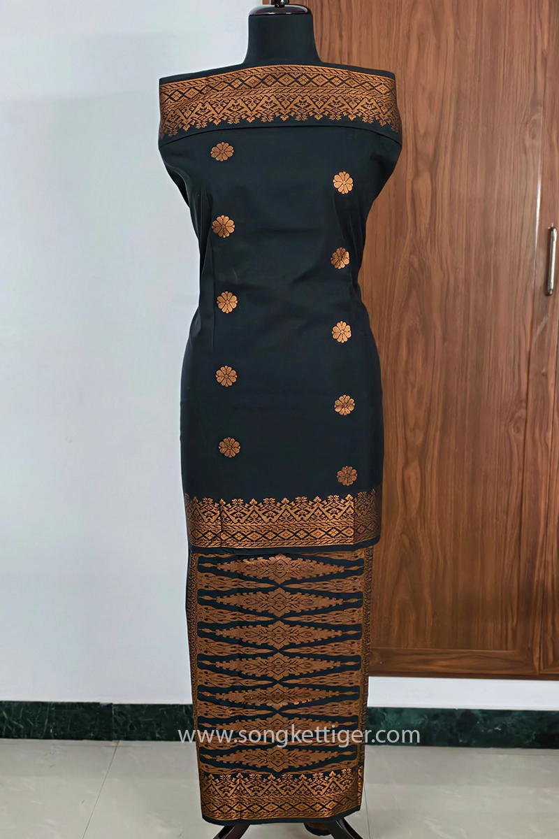 Songket Tenunan Bunga Tabur Black Copper