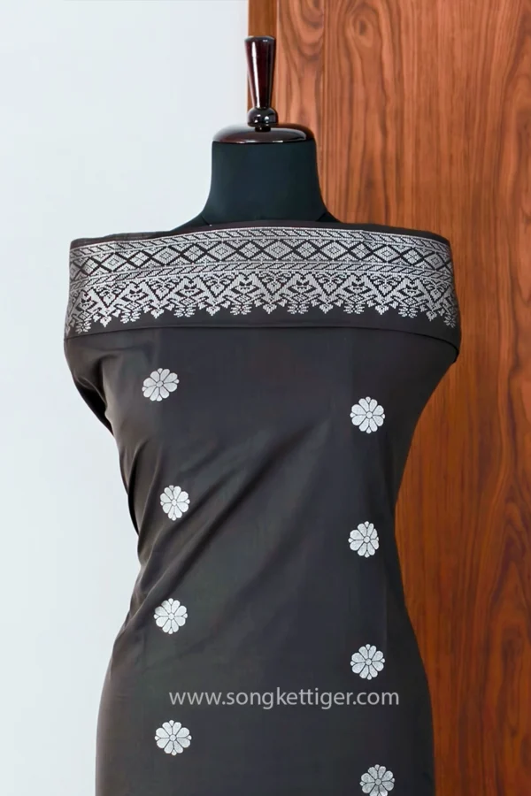 Songket Tenunan Bunga Tabur Dark Brown Silver