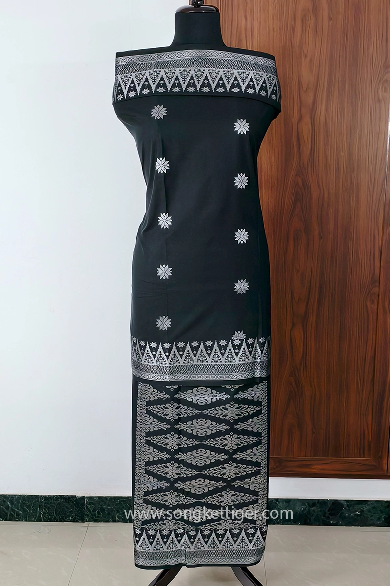 Songket Tenunan Bunga Tabur StarA Black Silver