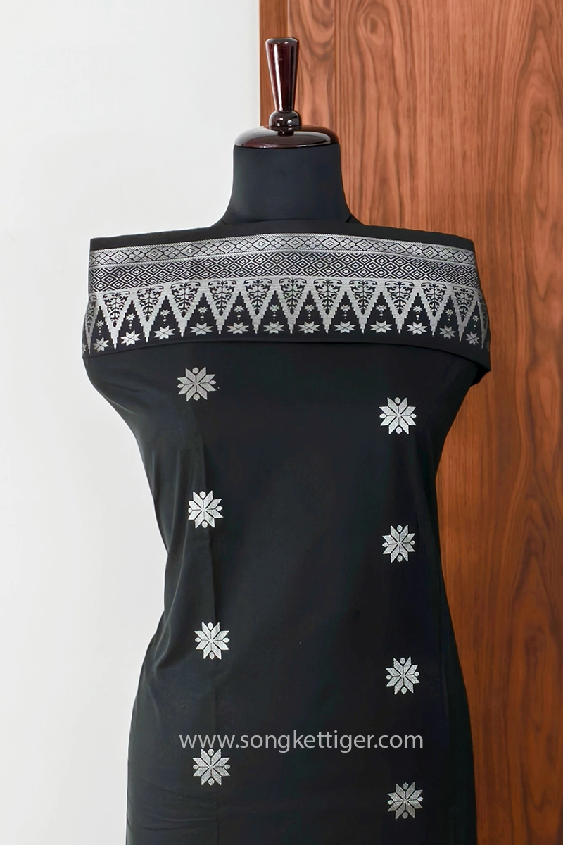 Songket Tenunan Bunga Tabur StarA Black Silver