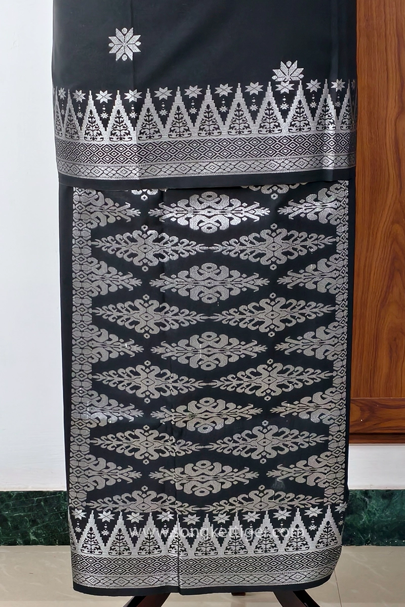 Songket Tenunan Bunga Tabur StarA Black Silver