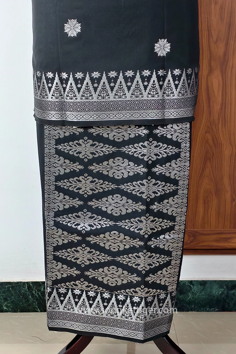 Songket Tenunan Bunga Tabur StarB Black Silver