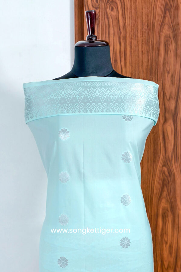 Songket Tenunan – Bunga Tabur – #01014 – Mint x Silver