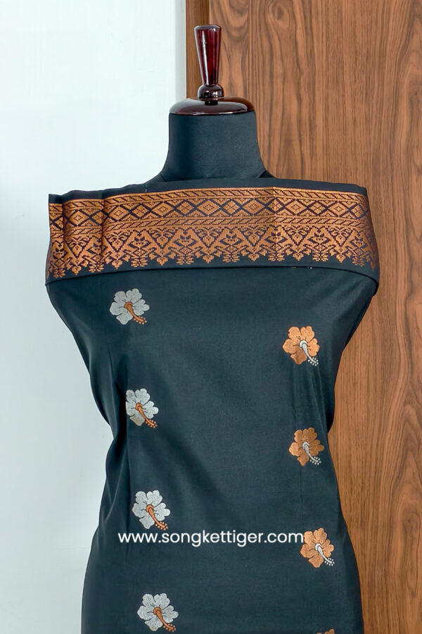 Songket Tenunan – Bunga Raya Multicolor – #01015 – Black x Copper