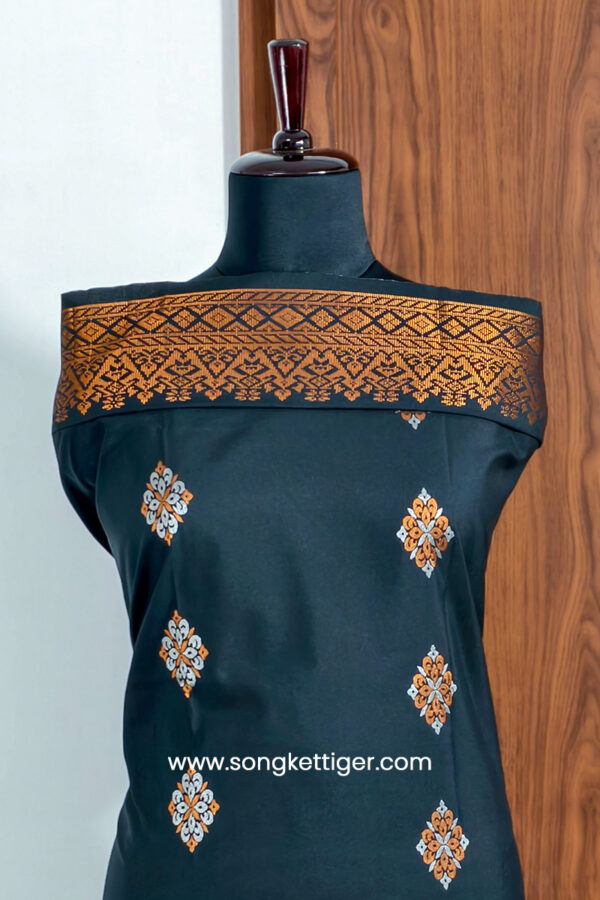 Songket Tenunan – Diamond Design 2" Multicolor – #01016 - Black x Copper