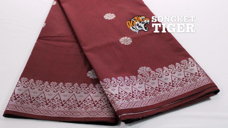 Songket - Bunga Tabur - #01011 - Maroon x Silver