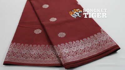 Songket - Bunga Tabur - #01010 - Reddish Maroon x Silver