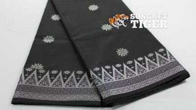 Songket - Bunga Tabur Flower Design 01 - #01012 - Black x Silver