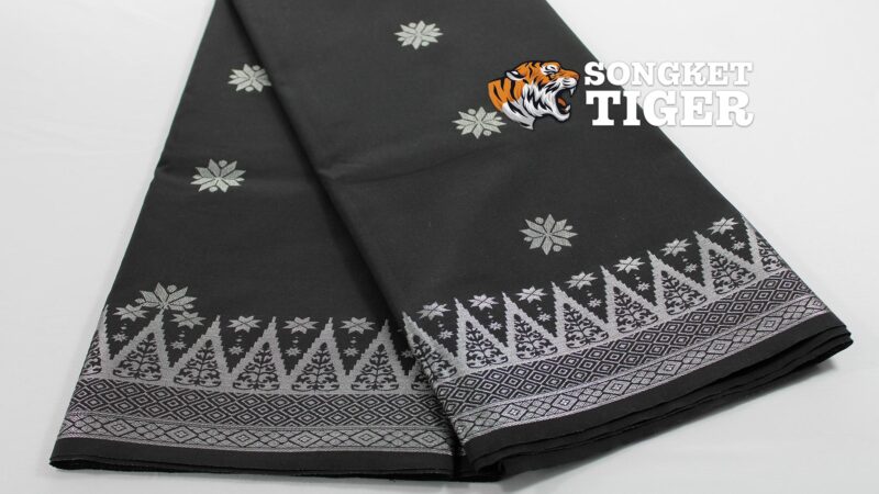 Songket - Bunga Tabur Flower Design 01 - #01012 - Black x Silver