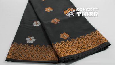 Songket - Bunga Raya - #01008 - Black x Copper x Silver Multicolor