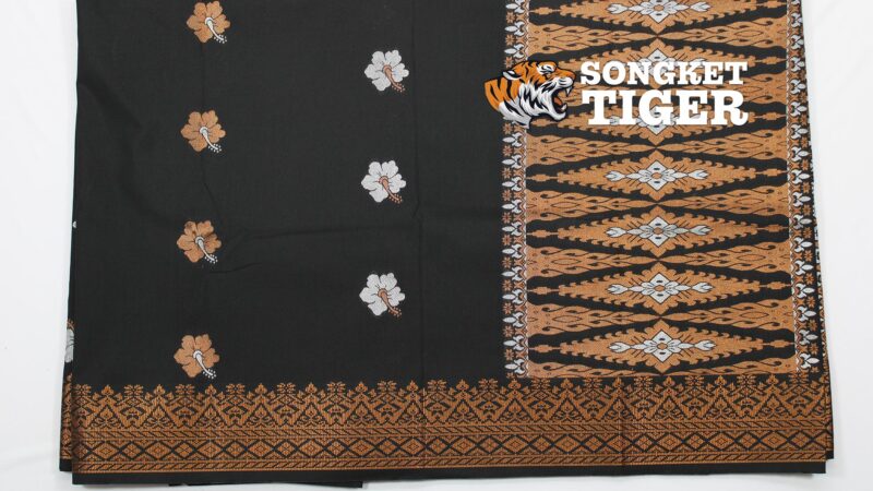 Songket - Bunga Raya - #01008 - Black x Copper x Silver Multicolor - Image 2