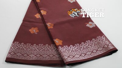 Songket - Bunga Raya - #01009 - Maroon x Silver x Copper Multicolor