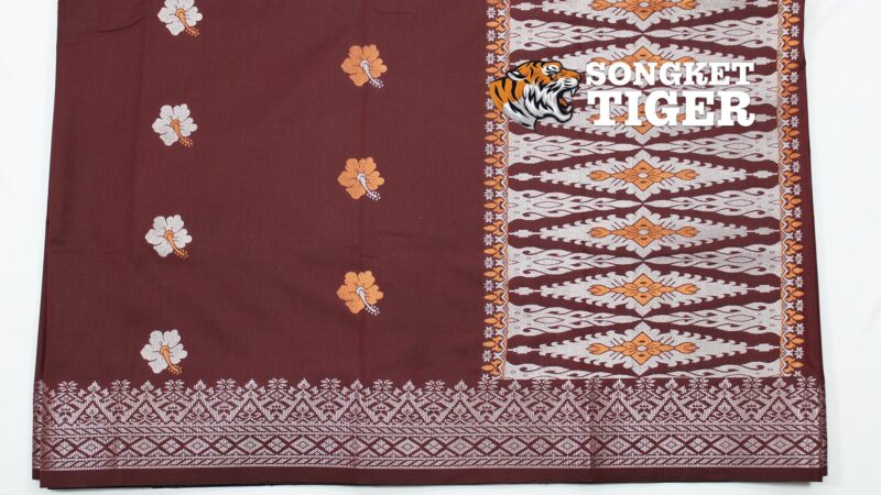 Songket - Bunga Raya - #01009 - Maroon x Silver x Copper Multicolor - Image 2